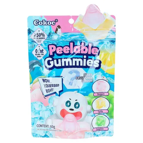 Cokoc schälbare Fruchtgummis mit Mischfrucht-Brausegeschmack 60 g