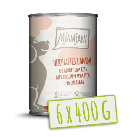 MjAMjAM - Lam met gekookte rijst, verse tomaten en chiazaad 6 x 400 g