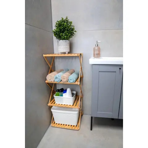 Bathroom Rack Bamboo - 40x33.5x93.5cm - 4 levels