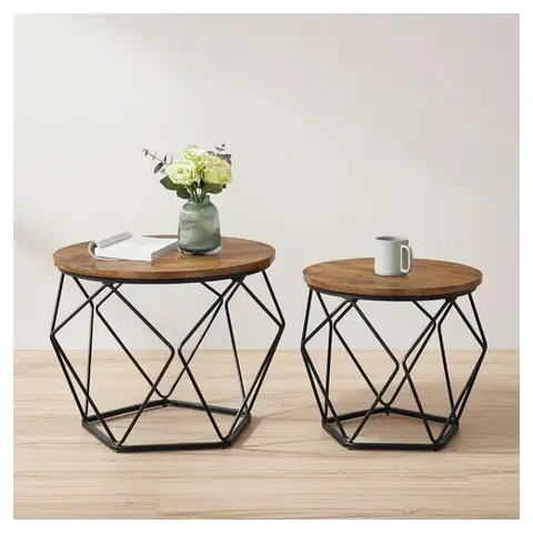 VASAGLE Runder Couchtisch, 2er-Set