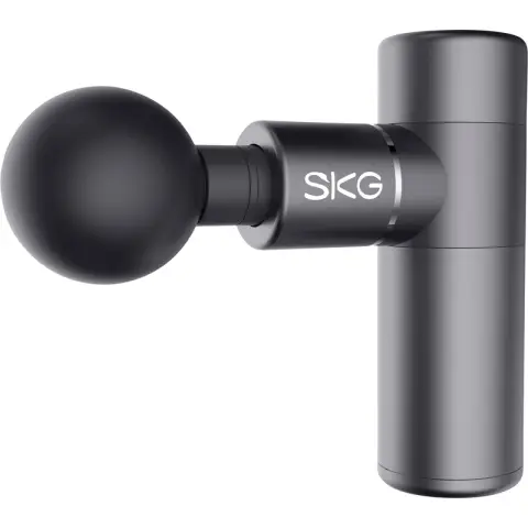 SKG F3 Massagepistole, Hand-Percussion-Massagegerät für tiefes Gewebe mit 4 verschiedenen Köpfen, Grau