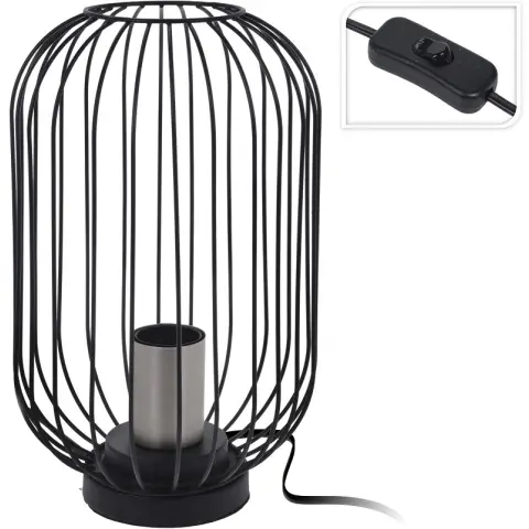 Koopman Decorative Lamp with Silver Fitting Industrial Look Modern Black Table lamp
