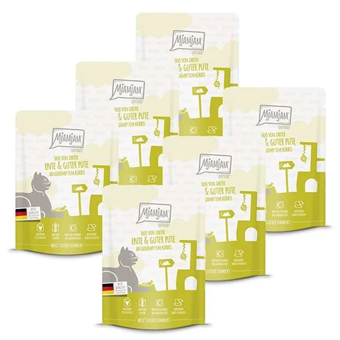 MjAMjAM Nourriture pour chat DUO de canard et dinde avec courge vapeur - 6 x 300 g