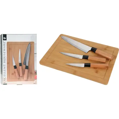 Knife Set 4 Pieces With Cutting Board Kitchen Utensils Household Stainless Steel Knives Kitchen Knife Cutting Board Set Combination
