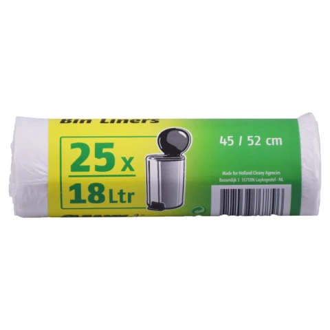 Cleany Pedal bin bags 45x52cm per 25 white 18 ltr