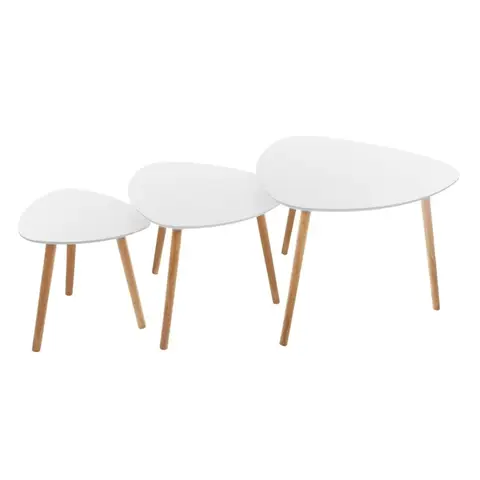 Atmosphera Lot de 3 tables basses Miléo emboîtées - Blanc