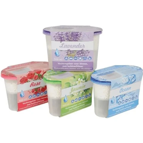 Indoor Luftbefeuchter mit frischen Duftnoten (Rose, Jasmin, Ozean, Lavendel – zufällig versendet), Luftbefeuchter für Schränke, Camping, Autos und Räume, Beseitigt Feuchtigkeit, Schimmel und Kondenswasser