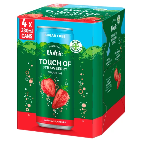 Volvic Touch Of Strawberry Sparkling Flavoured Water 4 x 330ml