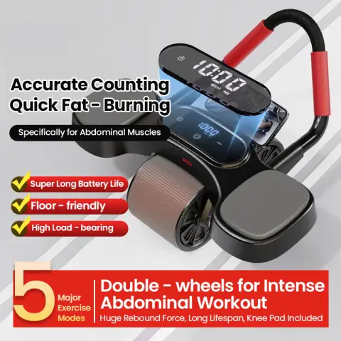 J.Zao Ab Roller Wheel with Elbow Support - White – Abs Workout Equipment with Performance Monitor Abdominal Wheel Black , Ideal for Abdominal & Core Strength Training at Home Black