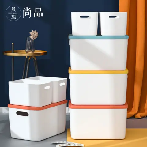 SNSP Set of 3 - Organiser Desktop Storage Snack Storage Box - with Lid - Large x 1 + Medium x 2