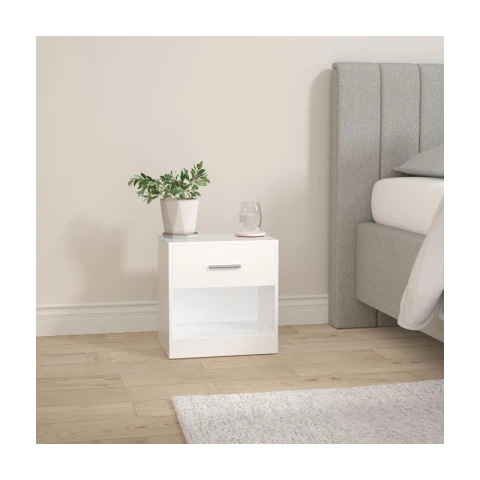 Lot de 2 tables de chevet blanches avec tiroir