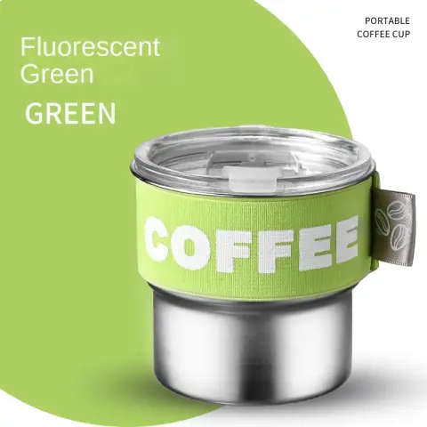 Tasse à café anti-chute et résistante à la chaleur, tasse verte avec couvercle pour le bureau et la maison