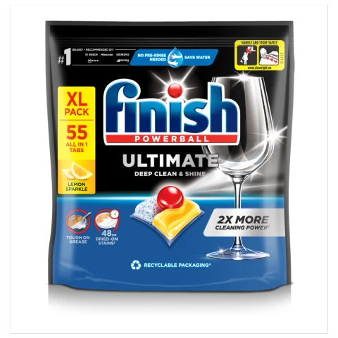 Finish Ultimate Deep Clean & Shine Dishwasher Tablets Lemon - 55 Tabs