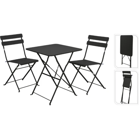 Ensemble de bistrot en métal 3 pièces noir