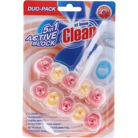 At Home Clean Toilet Block - 5 in 1 Flower Power 2 x 45 g