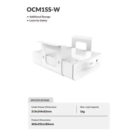Loctek Under-desk Drawer - White Drawer