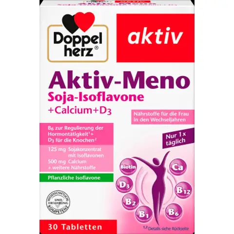 Doppelherz Aktiv-Meno Soja-Isoflavone + Calcium + Vitamin D3 - Nahrungsergänzungsmittel 30 Tabletten