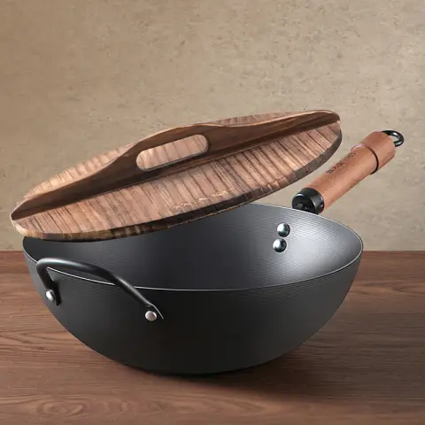 COOKER KING Wok Pan - Non-stick Fine Iron - Uncoated Large Extreme Iron - Frying Pan - 32CM