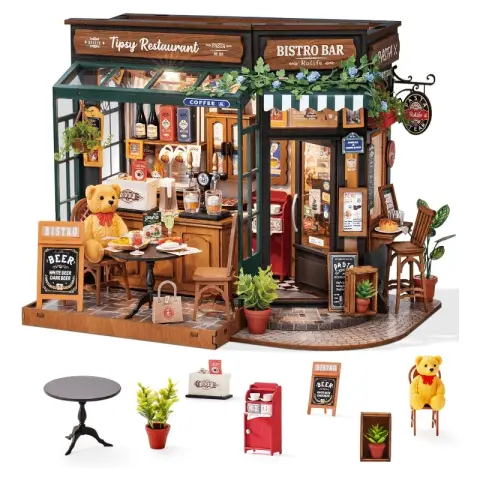 Robotime Rolife Tipsy Restaurant DIY Dollhouse Kit 23.6 x 17.8 x 18 cm 1PC