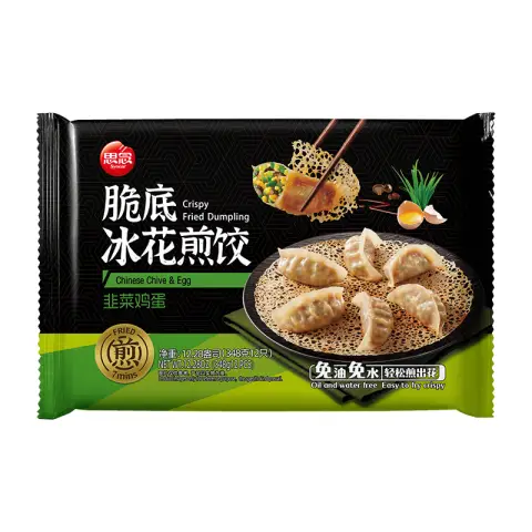 synear chinese chive&egg crispy fried dumpling 348g 思念韭菜鸡蛋冰花煎饺348g