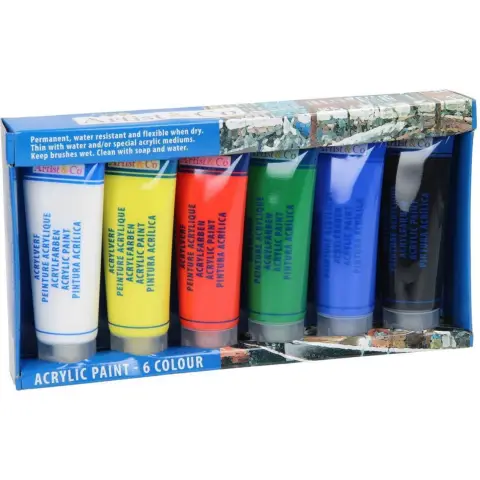 Artico - Acrylic paint in tube - 75ml 6ass