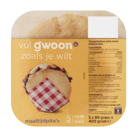 G'woon Pita Bread Large 5pcs 400g