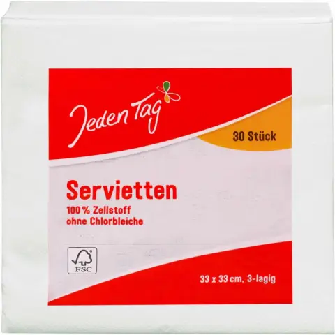 Jeden Tag Servietten 33x33cm weiss 3lg