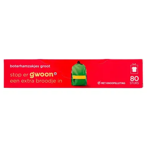 G'woon Gwoon Boterhamzakjes groot 80 stuks