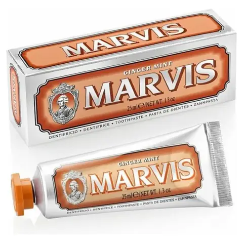 Marvis Ginger Mint Toothpaste with Gentle Spicy Ginger and Mint 25ml - Travel Size with Fluoride