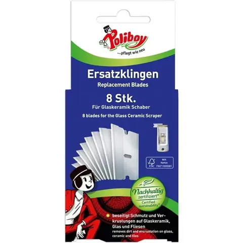 Poliboy Ersatzklingen für Keramikkochfeldschaber 8 Stück
