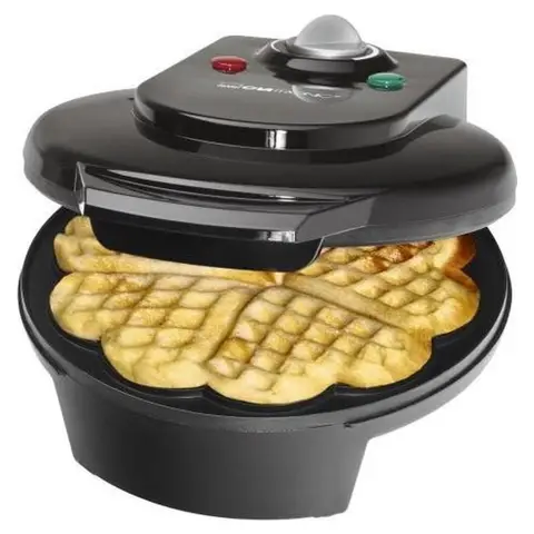 Gaufrier Clatronic WA 3491 - 700 W - Forme Cœur - Revêtement Antiadhésif - Noir