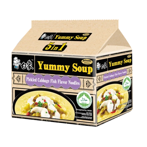 BX Noodle Pickled Cabbage Fish Soup 5 Packs 610g 白象汤好喝-金汤酸菜鱼麵(5pcs)610g