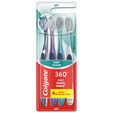 Colgate 36 Deep Clean Soft Manual Toothbrush 4 Pack