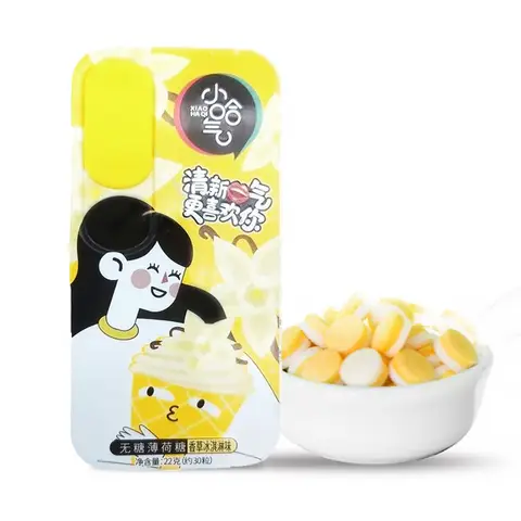 Xiaohaqi Zuckerfreie Pfefferminzbonbons mit Vanille 22 g