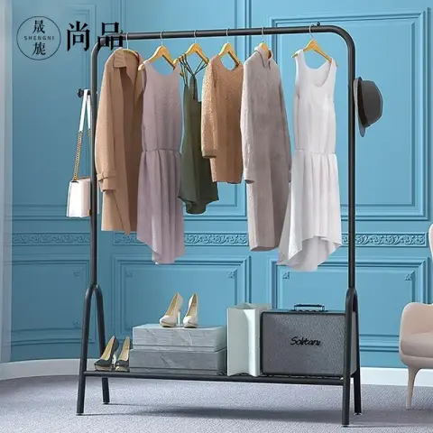 SNSP 100CM Single Pole Hanger (Knight Black) - Bedroom/Living Room/Balcony Rack Black 100 cm