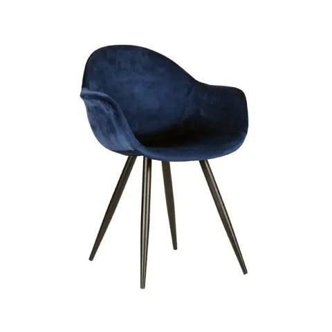 [Set of 2] LABEL51 Dining Chair Forli - Blue - Velvet