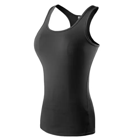 Dames Mouwloos T-shirt Quick Dry Fitness Tank Sport Top Zwart L