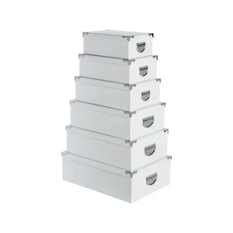 5Five Lot de 6 Boîtes en Carton et Métal - Blanc