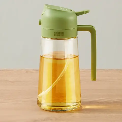 COOKER KING Upgrade Oil Kettle Sprayer Home Kitchen Oil Quarters Glass Soy Sauce Vinegar Seasoning Bottle Fogging Sprayer Oil Bottle Green
