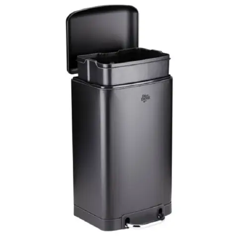 Dirt Devil Treteimer Mülleimer mit Soft-Close Edelstahl herausnehmbarer Inneneimer schwarz