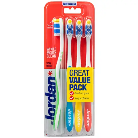JORDAN Toothbrush - Total Clean Medium 4 pieces