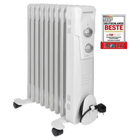 Clatronic RA 3736 - Radiateur à Bain d’Huile 2000 W 9 Éléments 3 Niveaux de Puissance