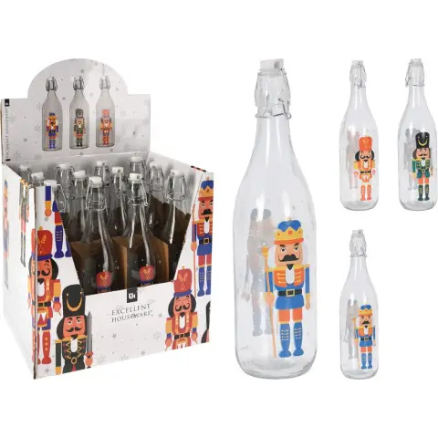 Excellent Houseware Water bottle Glass Bottle with Swing Lid 3 Assorted Colors 1L/33.9OZ