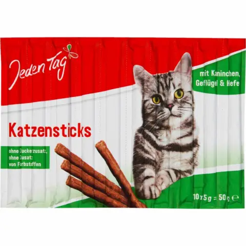 Jeden Tag Katzen-Snack-Sticks (Kaninchen-Geflügel-Hefe-Geschmack) 10 x 5 g
