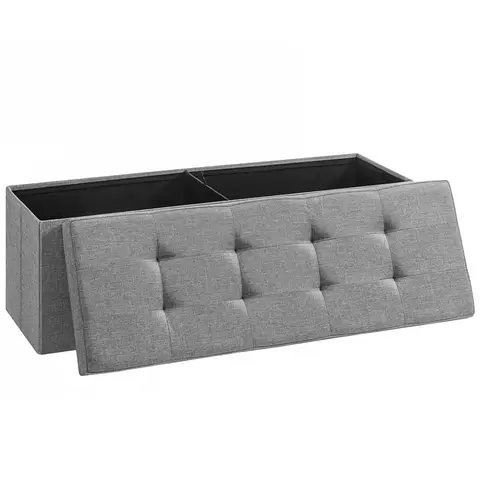 SONGMICS bench with storage, seat box, storage box, foldable, max. static load 300 kg, 120 L, 110 x 38 x 38 cm Light Gray