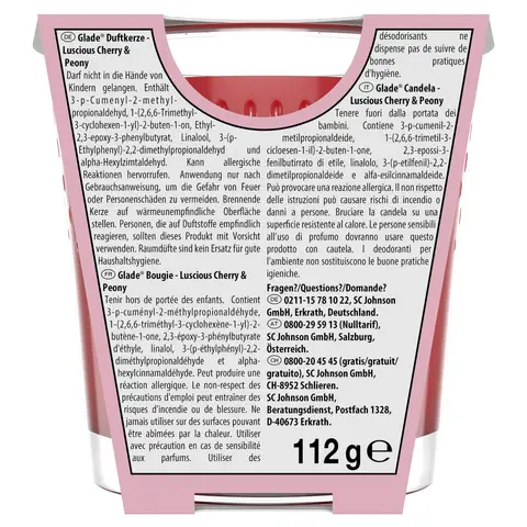 Glade Duftkerze Luscious Cherry&Peony 112 g