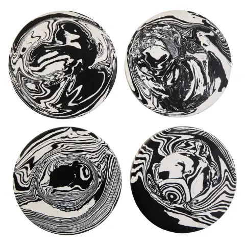 Helsa Black And White Marble Set of Four Coasters
