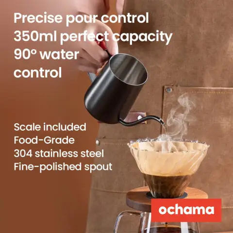 J.Zao Pour Over Kaffeekessel - 304 Edelstahlkessel mit Schwanenhalsausguss, zylindrischem Körper,