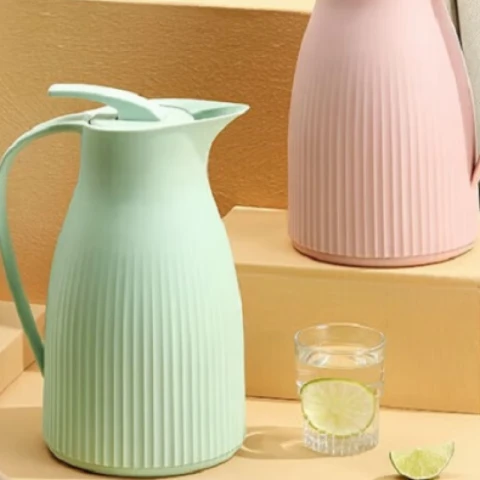 H.XUN 1L Large Capacity Insulated Thermos – Green, Glass Liner, Long-Lasting Heat Retention , Portable for Home and Office Use