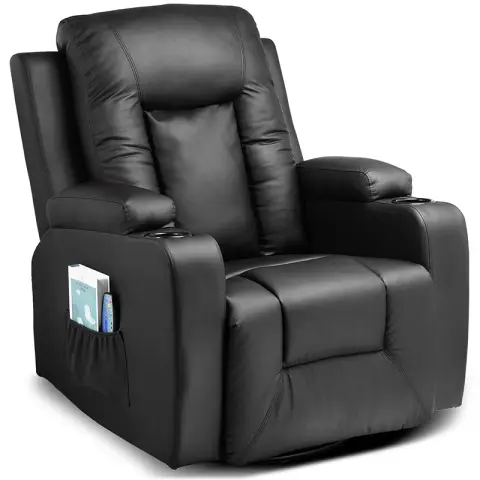 COMHOMA Relaxing Chair Massage Chair With Reclining Function And Rocking Function 360° Rotatable Black Artificial Leather Black Reclining and tilting recliner in leather